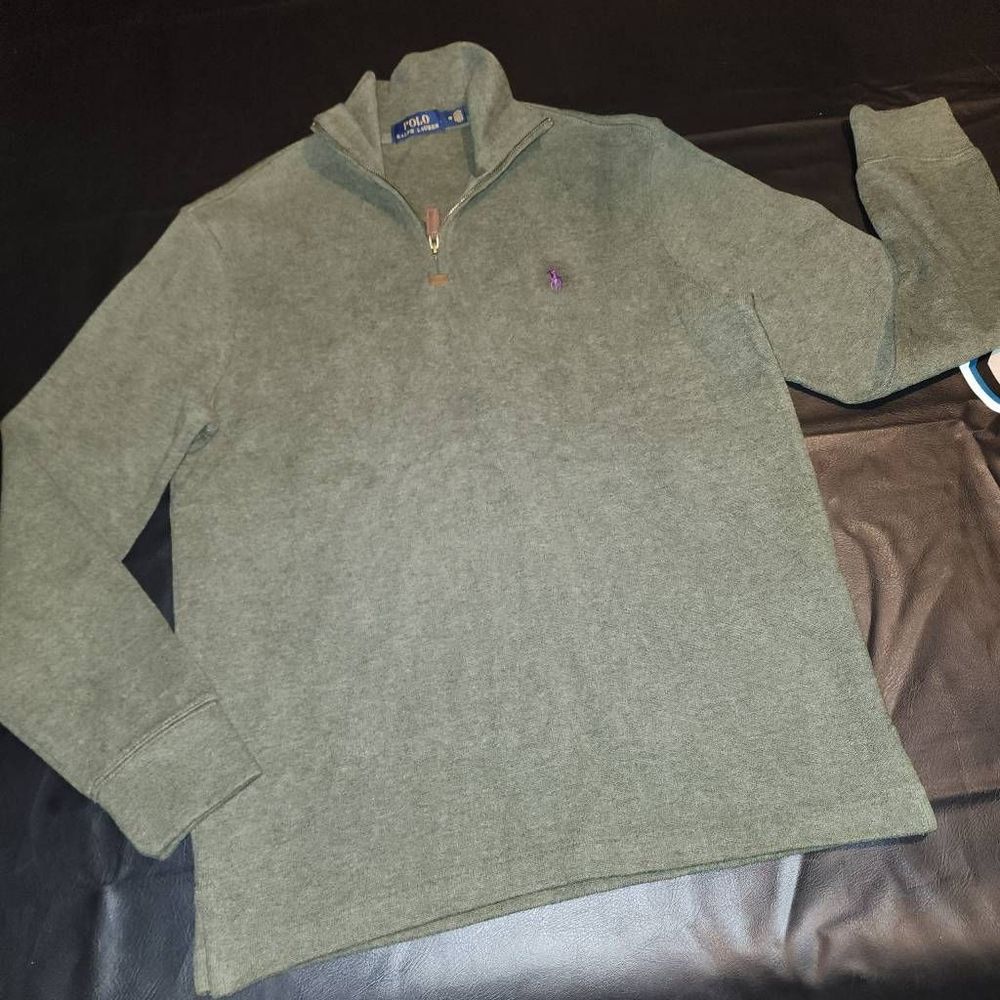 Polo Ralph Lauren Mens Green 1/4 Zip Pullover Sweater Medium